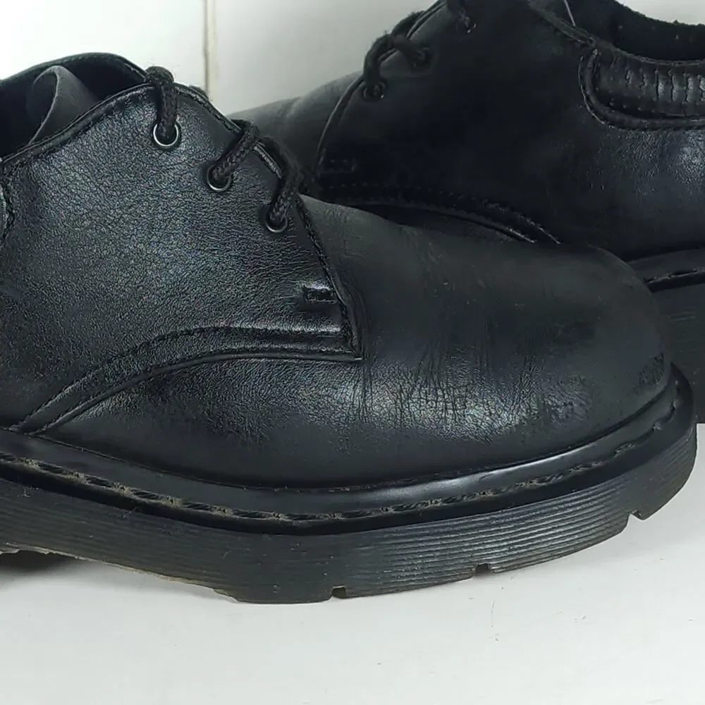 Dr. Martens Francesca Women's US8 UK6 Leather Chunky Heel Black Derby Oxford